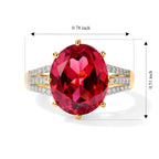 Luxuriant Lab Created Padparadscha Sapphire, Lab Grown Diamond Main Stone With Side Stone Ring in 18K YG VermeilSterling Silver  7.048  Ct._8754732_4