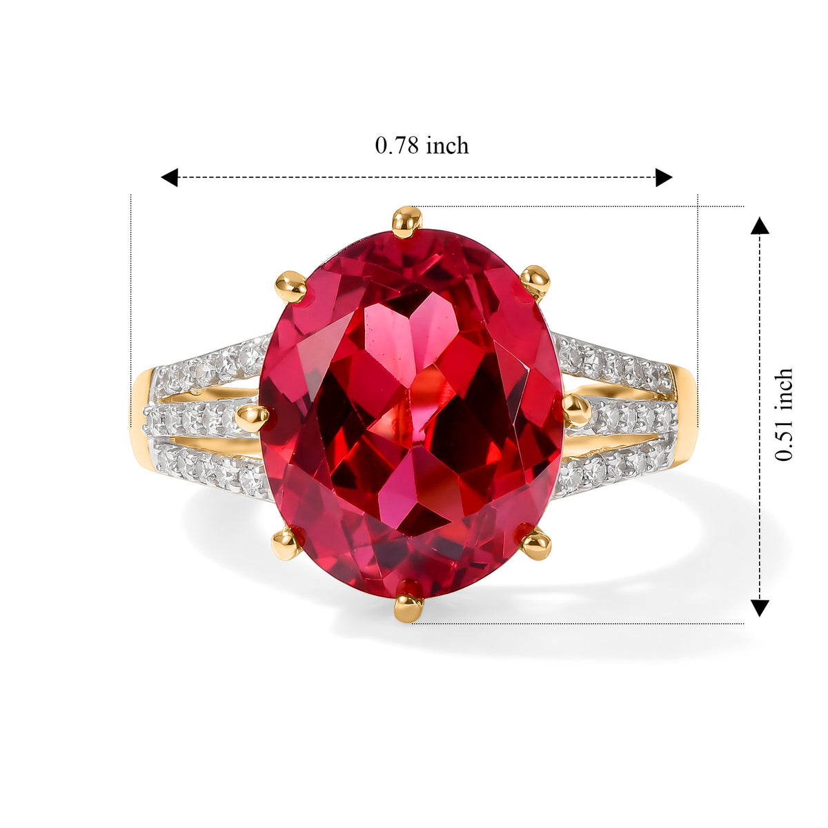 Luxuriant - Lab Created Padparadscha Sapphire &amp; Lab Grown Diamond (SI-G-H) Ring in 18K Vermeil Yellow Gold Plated Sterling Silver 7.04 Ct. 8754732 4