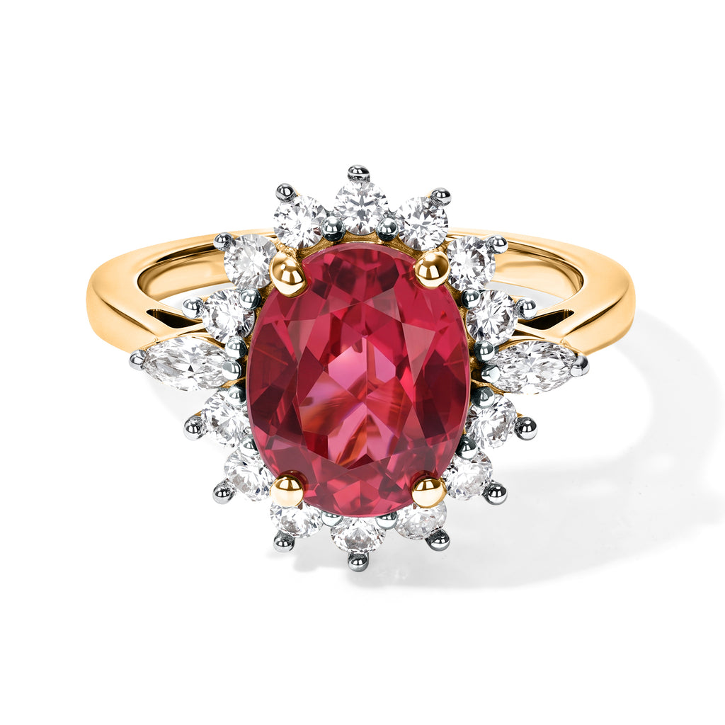 Luxuriant Lab Created Padparadscha Sapphire, White Zircon Main Stone With Surrounding Stone Ring Sterling Silver  4.707  Ct._8754747