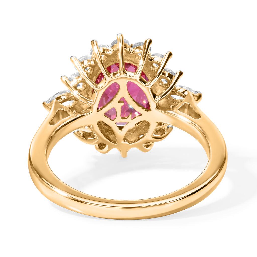 Luxuriant Lab Created Padparadscha Sapphire, White Zircon Main Stone With Surrounding Stone Ring Sterling Silver  4.707  Ct._8754747_4