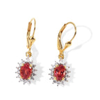 Luxuriant - Lab Created Padparadscha Sapphire & White Zircon Halo Earring with Lever Back in Yellow Gold Plated Sterling Silver 3.07 Ct._8754767