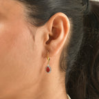 Luxuriant - Lab Created Padparadscha Sapphire & White Zircon Halo Earring with Lever Back in Yellow Gold Plated Sterling Silver 3.07 Ct._8754767_2