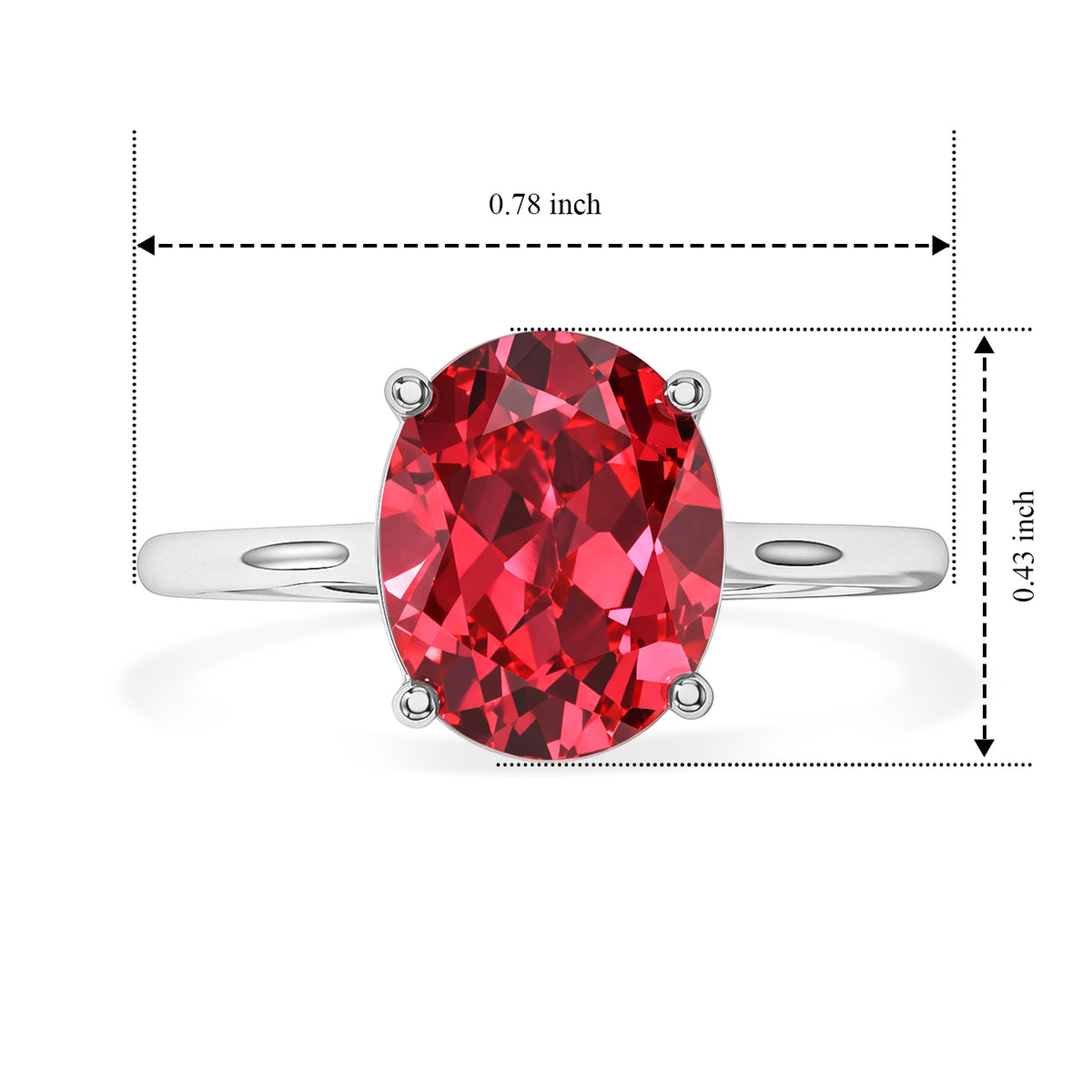 Luxuriant - Lab Created Padparadscha Sapphire Solitaire Ring in Platinum Overlay Sterling Silver 3.86 Ct. 8754768 5