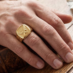 EverTrue Bronzella Collection - Eagle Embossed Signet Ring in 18K Gold Plating_8754789_1