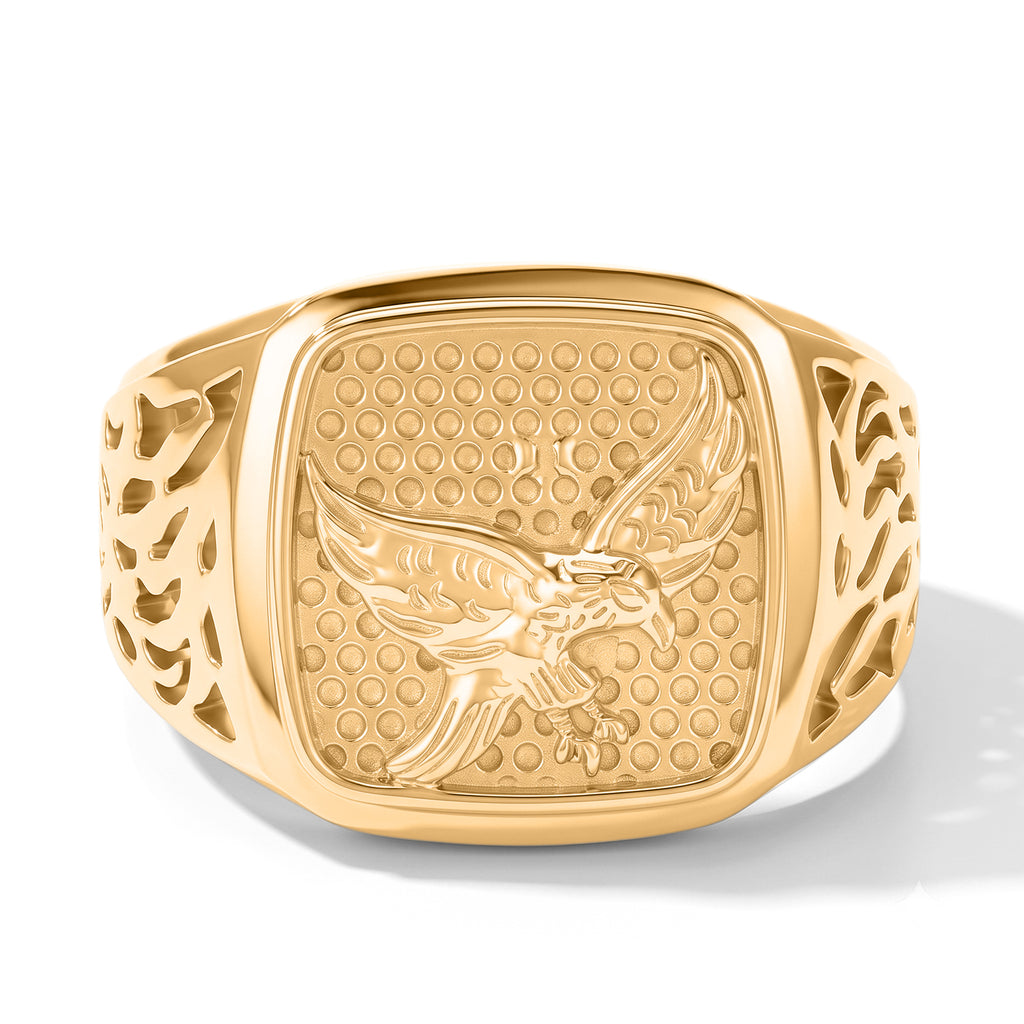 EverTrue Bronzella Collection - Eagle Embossed Signet Ring in 18K Gold Plating_8754793