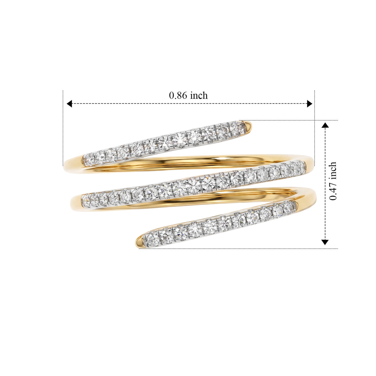 Luxuriant - Lab Grown Diamond (SI-G-H) Wrap Ring in 18K Vermeil Yellow Gold Plated Sterling Silver 0.25 Ct. 8754796 6