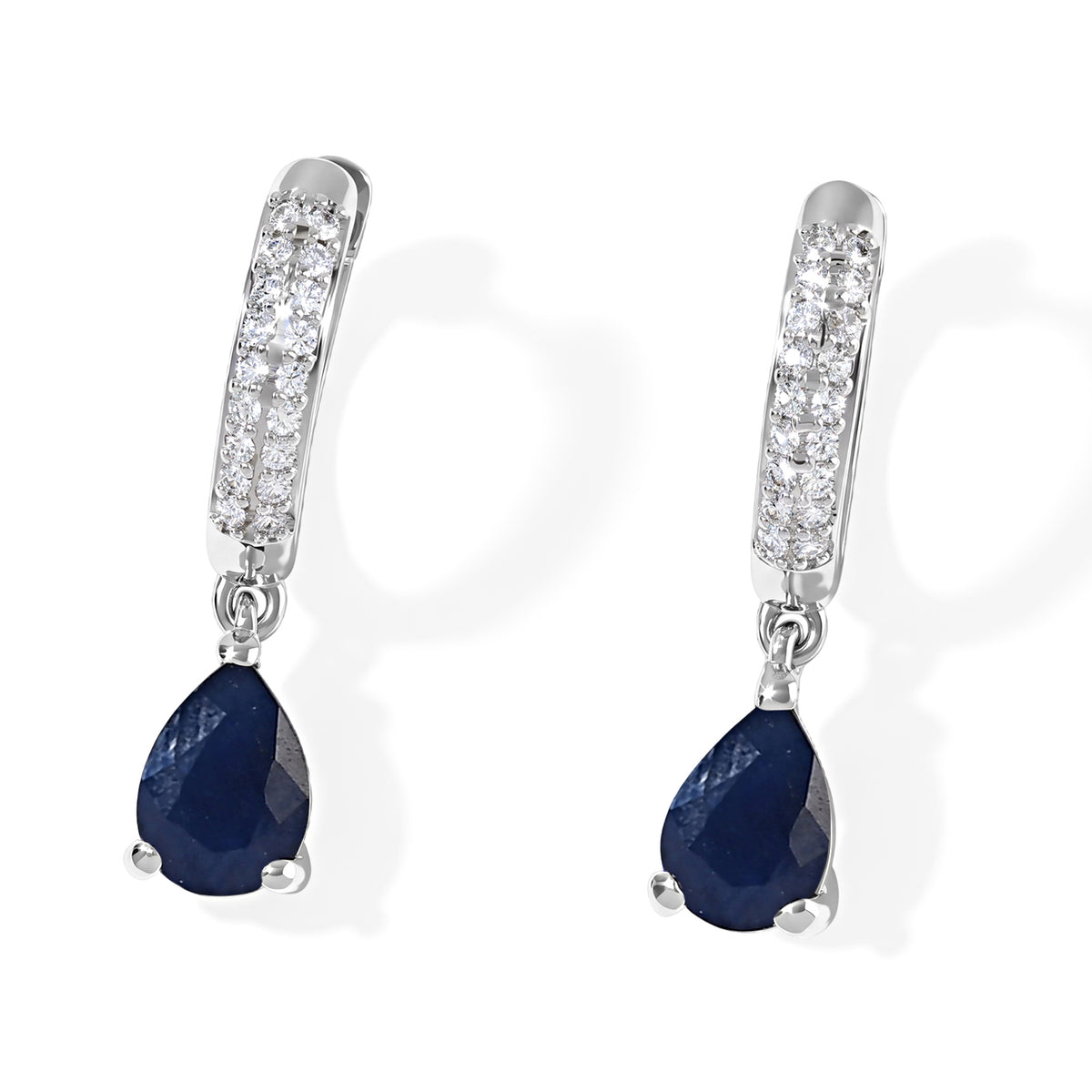 D'Joy - Diffused Blue Sapphire &amp; White Zircon Hoop Earring in Platinum Overlay Sterling Silver 2.08 Ct. 8754818 0