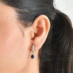 D'Joy - Diffused Blue Sapphire & White Zircon Hoop Earring in Platinum Overlay Sterling Silver 2.08 Ct._8754818_1