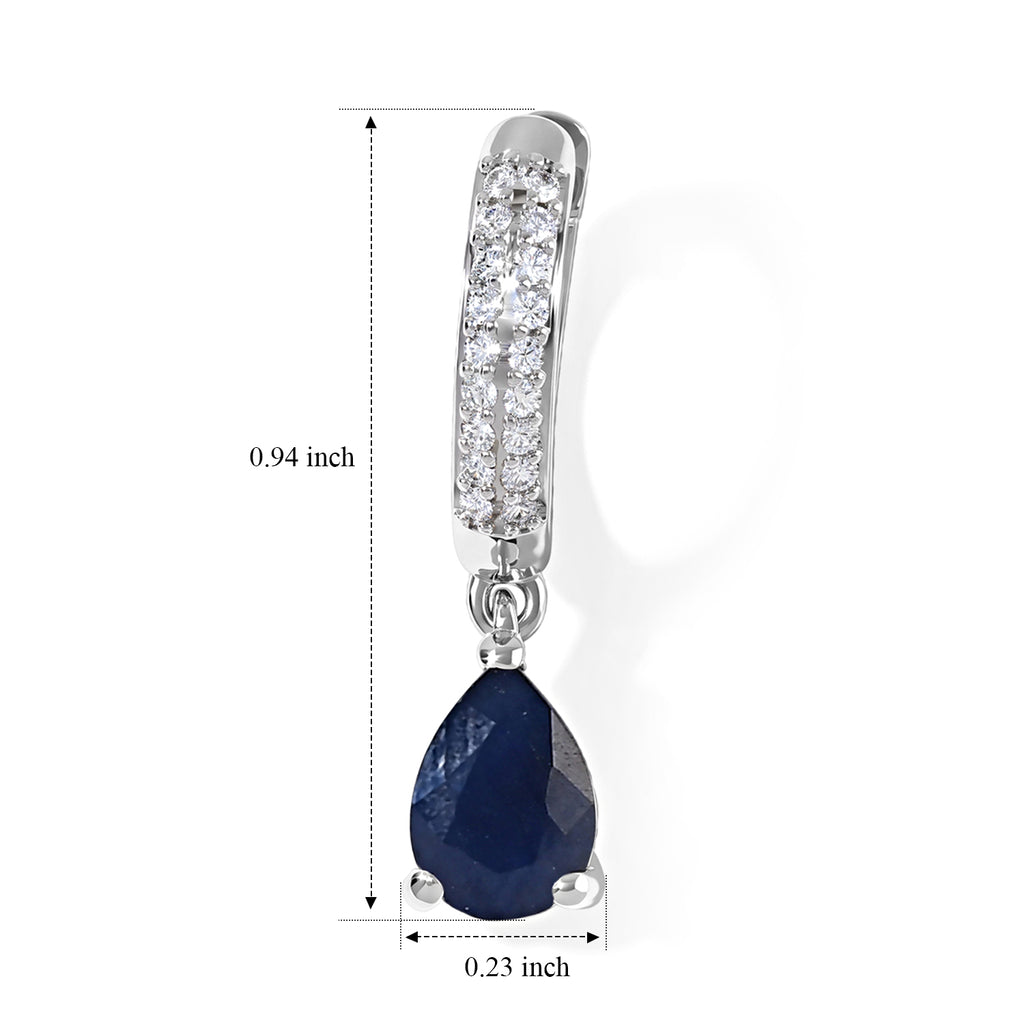 D'Joy - Diffused Blue Sapphire & White Zircon Hoop Earring in Platinum Overlay Sterling Silver 2.08 Ct._8754818_3