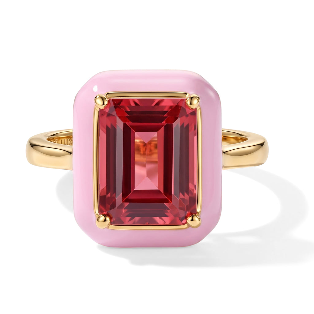 Luxuriant Lab Created Padparadscha Sapphire Solitaire Ring Sterling Silver  4.750  Ct._8754836