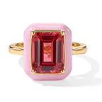 Luxuriant Lab Created Padparadscha Sapphire Solitaire Ring Sterling Silver  4.750  Ct._8754836