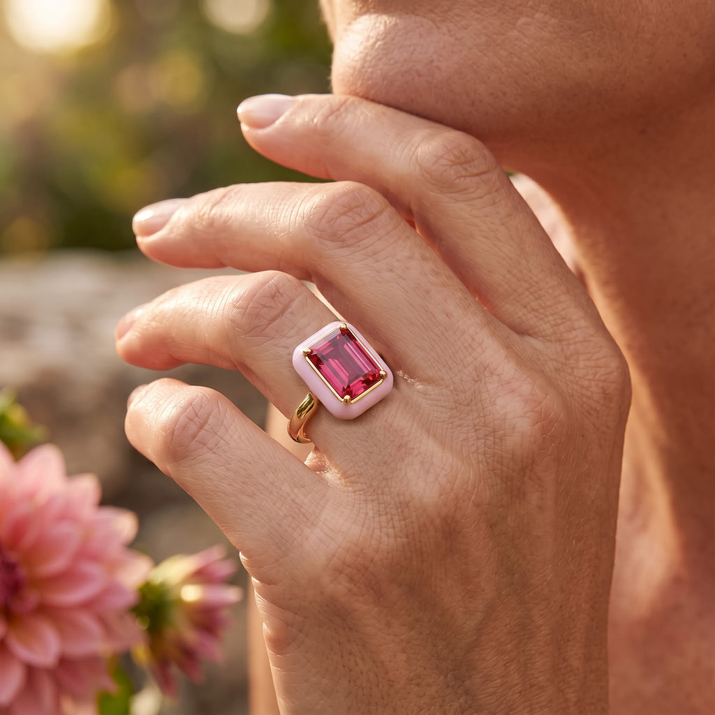 Luxuriant Lab Created Padparadscha Sapphire Solitaire Ring Sterling Silver  4.750  Ct._8754836_1