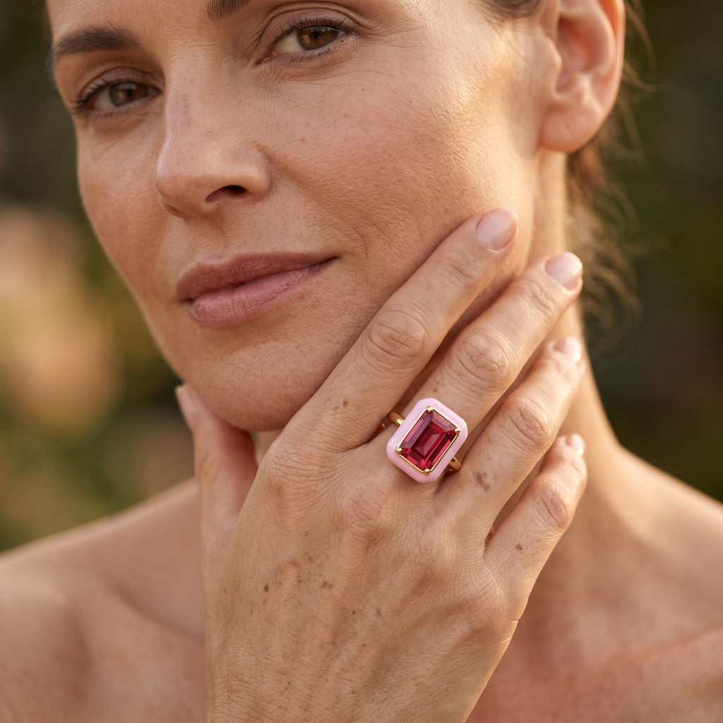 Luxuriant Lab Created Padparadscha Sapphire Solitaire Ring Sterling Silver  4.750  Ct._8754836_2