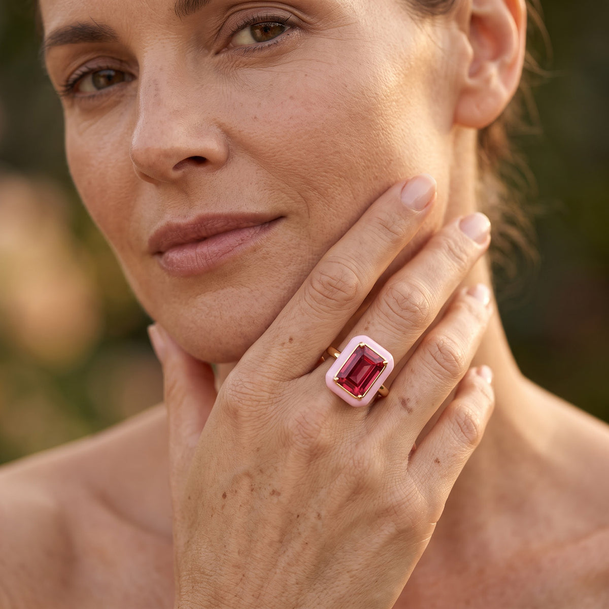 Luxuriant - Lab Created Padparadscha Sapphire Solitaire Ring in Yellow Gold Plated Sterling Silver 4.75 Ct. 8754836 2