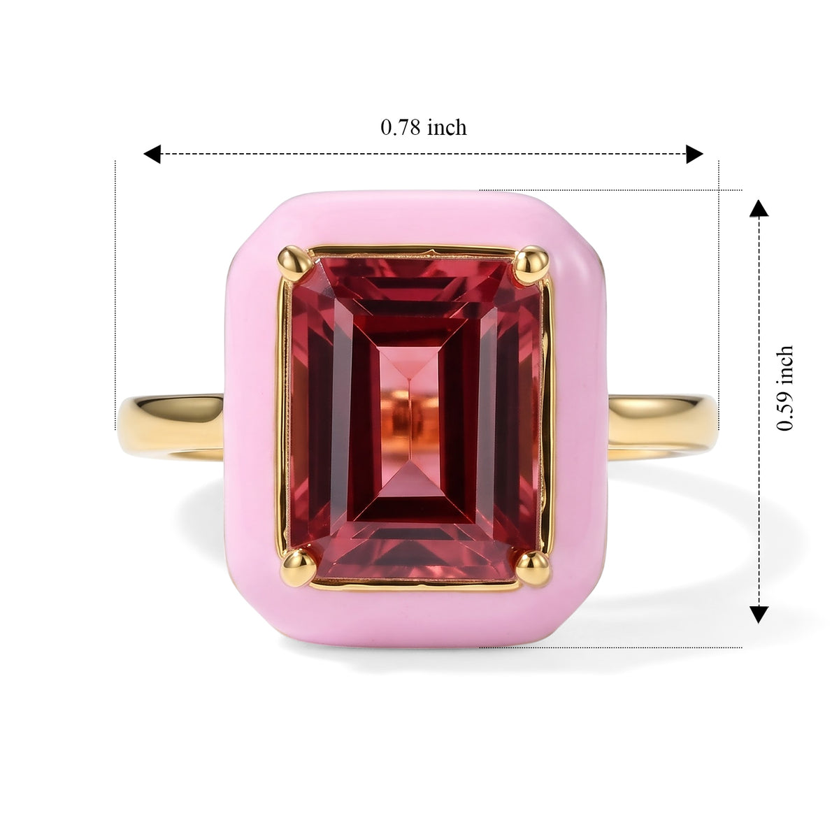 Luxuriant - Lab Created Padparadscha Sapphire Solitaire Ring in Yellow Gold Plated Sterling Silver 4.75 Ct. 8754836 5