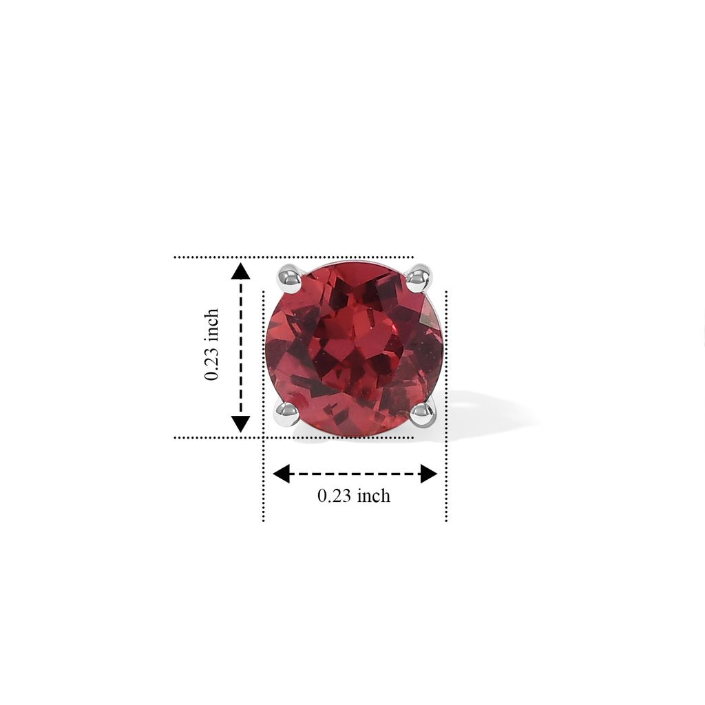 Luxuriant - Lab Created Padparadscha Sapphire Solitaire Stud Push Post Earring in Platinum Overlay Sterling Silver 2.40 Ct._8754879_4