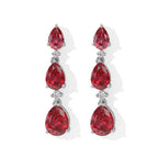 Luxuriant - Lab Created Padparadscha Sapphire & White Zircon Dangling Earring with Push Post in Platinum Overlay Sterling Silver  6.78 Ct._8754913