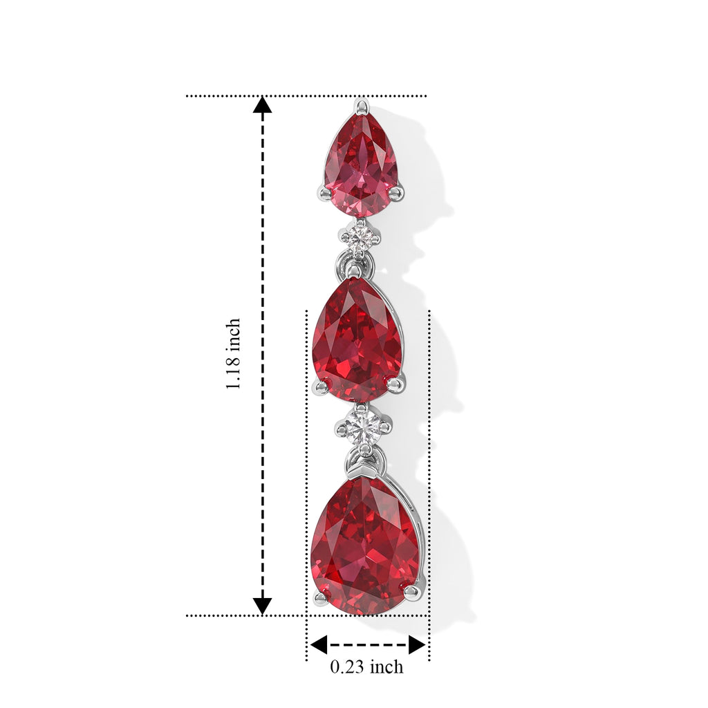 Luxuriant - Lab Created Padparadscha Sapphire & White Zircon Dangling Earring with Push Post in Platinum Overlay Sterling Silver  6.78 Ct._8754913_4