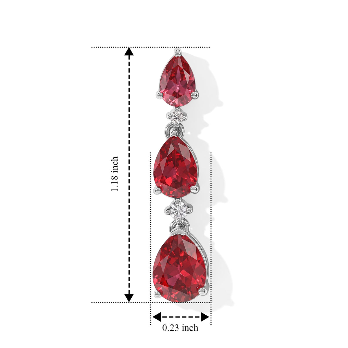 Luxuriant - Lab Created Padparadscha Sapphire &amp; White Zircon Dangling Earring with Push Post in Platinum Overlay Sterling Silver  6.78 Ct. 8754913 4