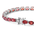 Luxuriant - Lab Created Padparadscha Sapphire Bracelet (Size - 8) with GB Lock Box in Rhodium Overlay Sterling Silver 29.34 Ct, Silver Wt. 12.55 Gms_8755052_3
