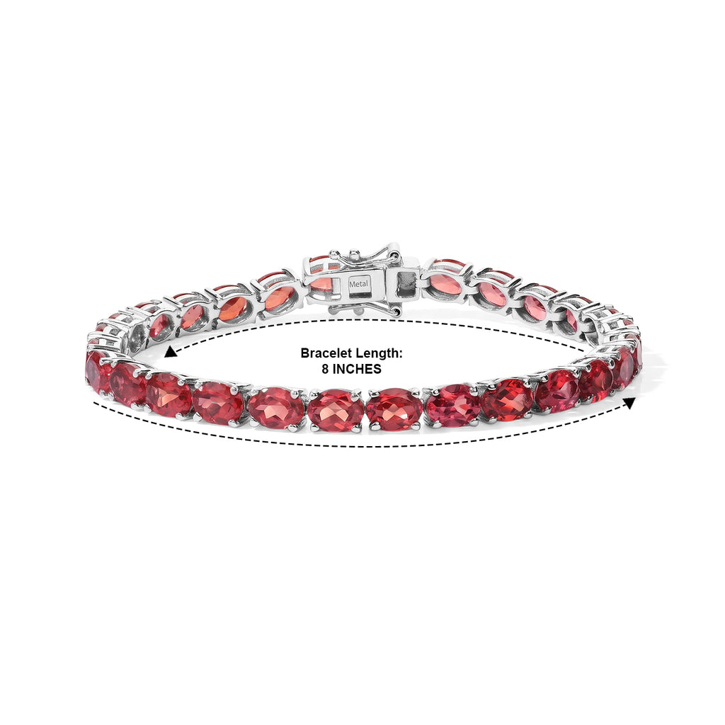 Luxuriant - Lab Created Padparadscha Sapphire Bracelet (Size - 8) with GB Lock Box in Rhodium Overlay Sterling Silver 29.34 Ct, Silver Wt. 12.55 Gms_8755052_4