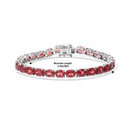 Luxuriant - Lab Created Padparadscha Sapphire Bracelet (Size - 8) with GB Lock Box in Rhodium Overlay Sterling Silver 29.34 Ct, Silver Wt. 12.55 Gms_8755052_4