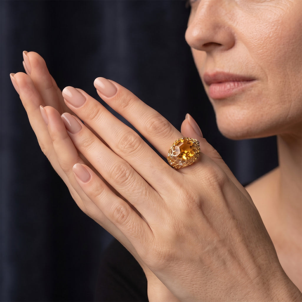 GP Citrine, White Zircon, Kanchanaburi Blue Sapphire Fancy Ring in 18K YG VermeilSterling Silver  6.775  Ct._8755175_2