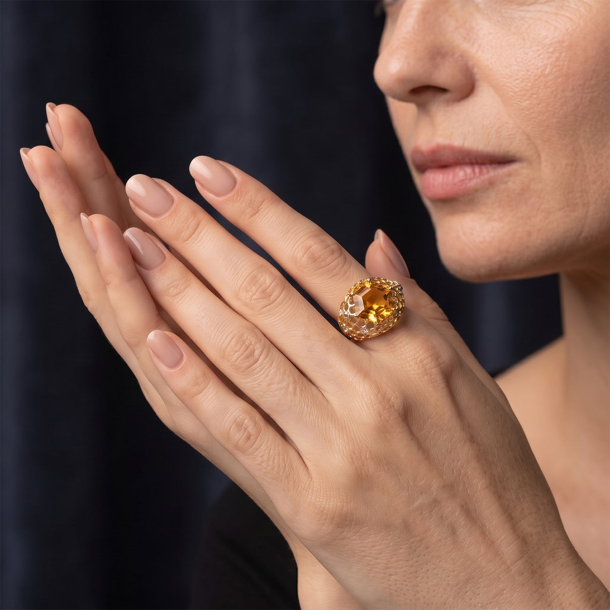 GP Citrine, White Zircon, Kanchanaburi Blue Sapphire Fancy Ring in 18K YG VermeilSterling Silver  6.775  Ct. 8755175 2