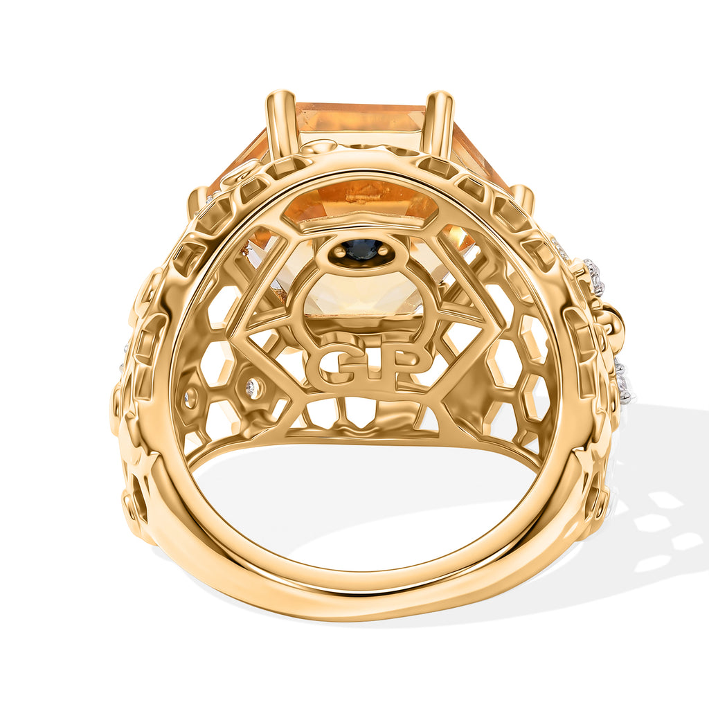 GP Citrine, White Zircon, Kanchanaburi Blue Sapphire Fancy Ring in 18K YG VermeilSterling Silver  6.775  Ct._8755175_4