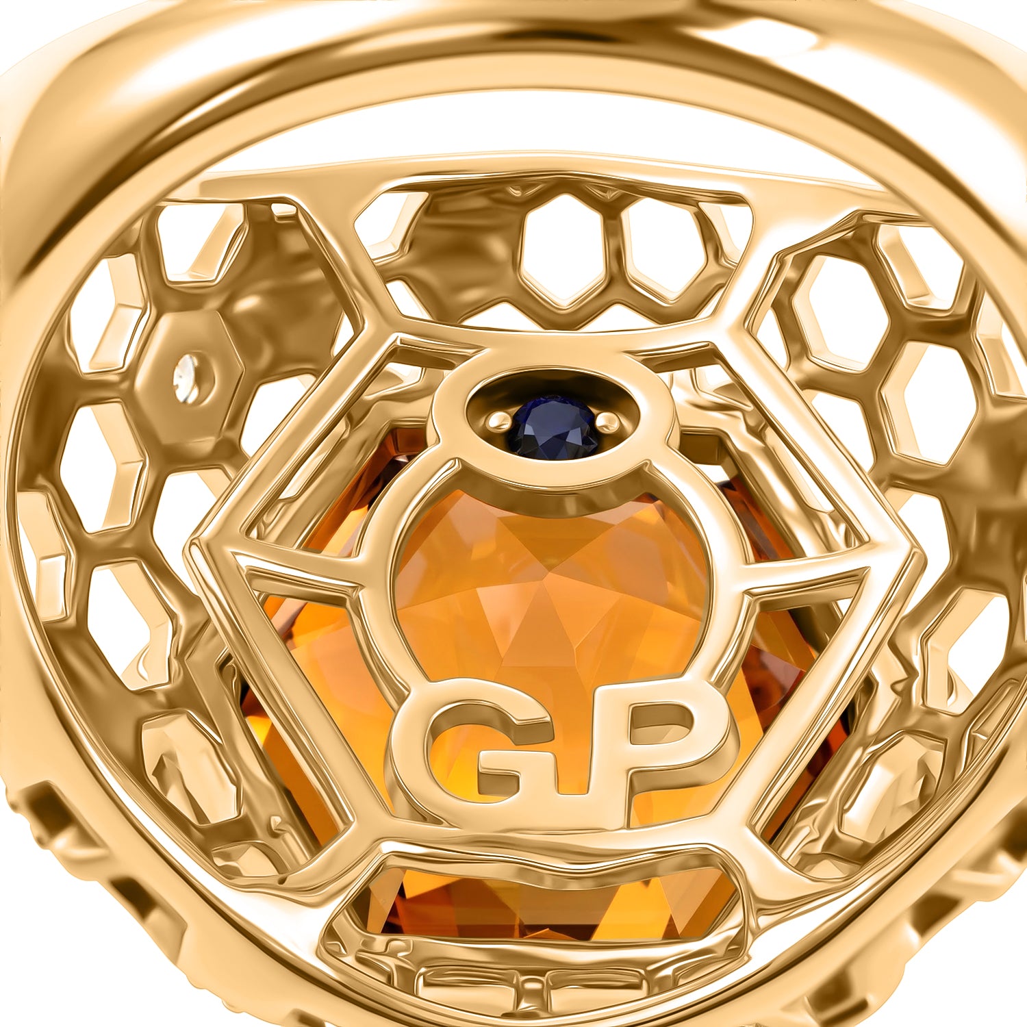 GP Citrine, White Zircon, Kanchanaburi Blue Sapphire Fancy Ring in 18K YG VermeilSterling Silver  6.775  Ct. 8755175 5
