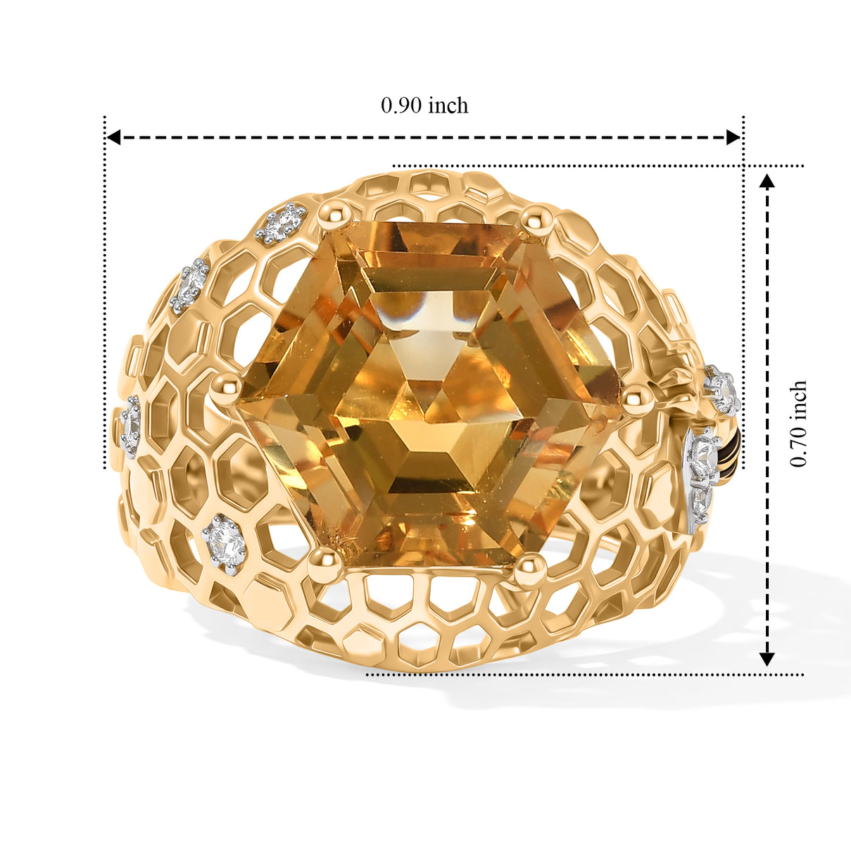 GP Citrine, White Zircon, Kanchanaburi Blue Sapphire Fancy Ring in 18K YG VermeilSterling Silver  6.775  Ct. 8755175 6
