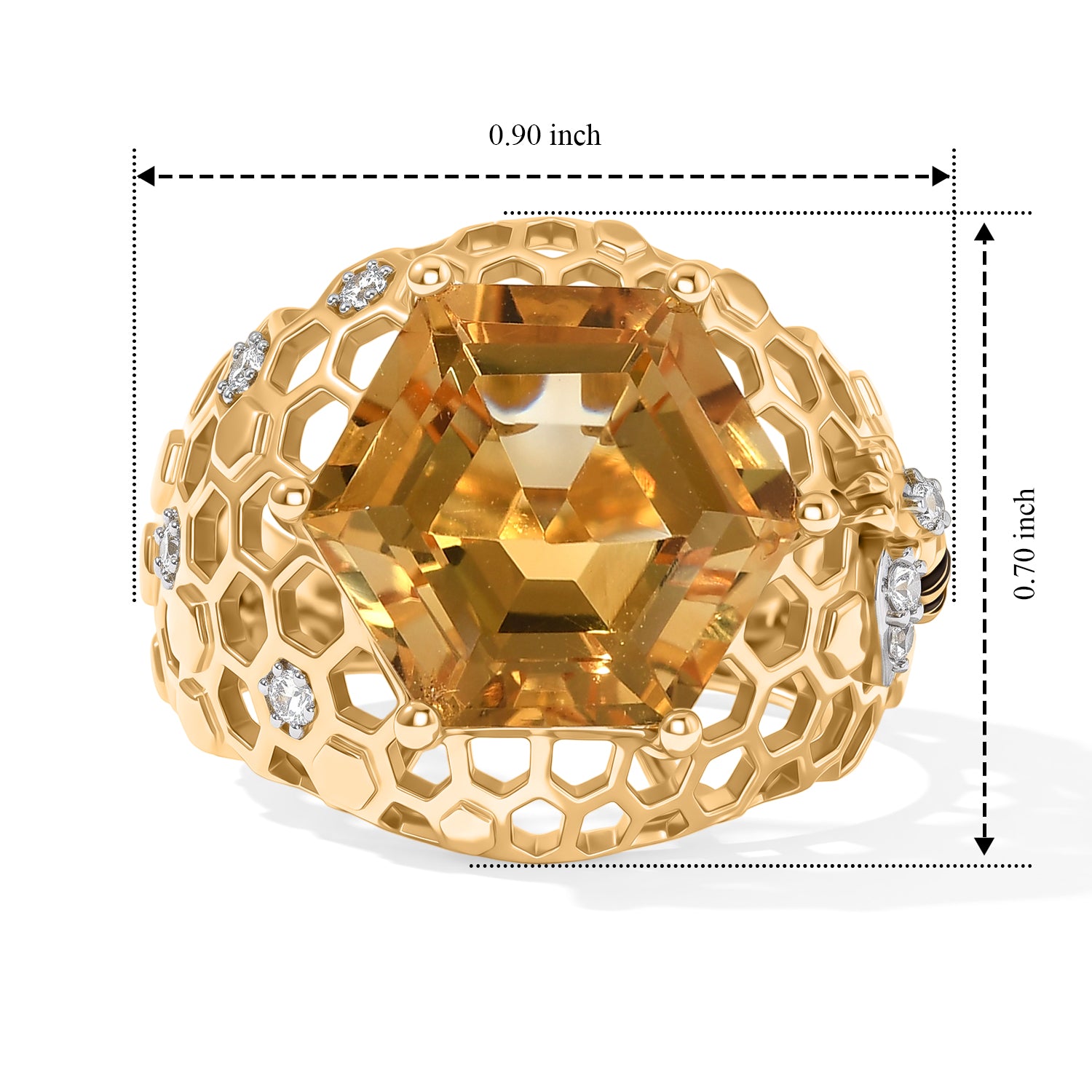 GP Citrine, White Zircon, Kanchanaburi Blue Sapphire Fancy Ring in 18K YG VermeilSterling Silver  6.775  Ct. 8755175 6
