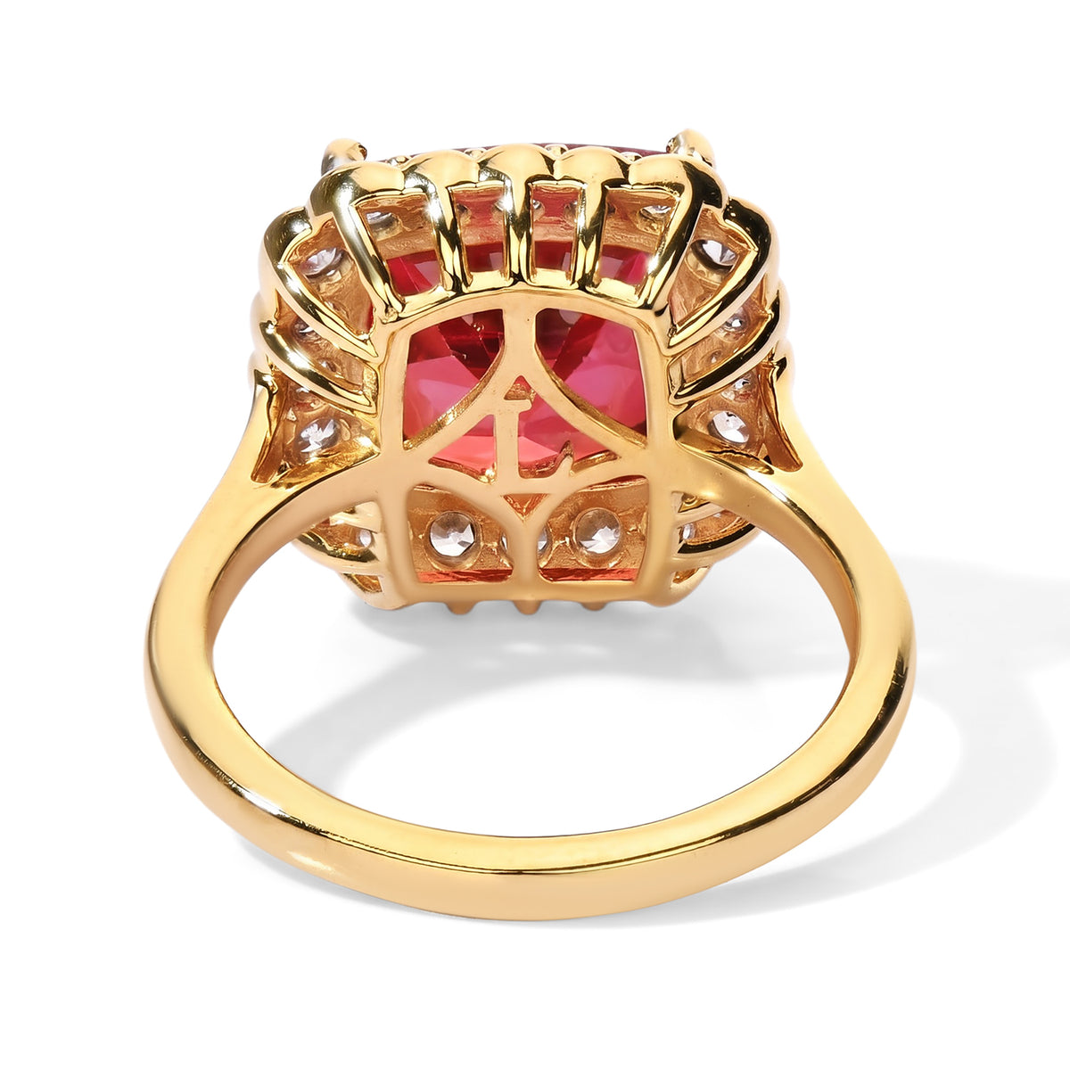 Luxuriant Lab Created Padparadscha Sapphire, White Zircon Halo Ring in 18K YG VermeilSterling Silver  7.060  Ct. 8755850 3