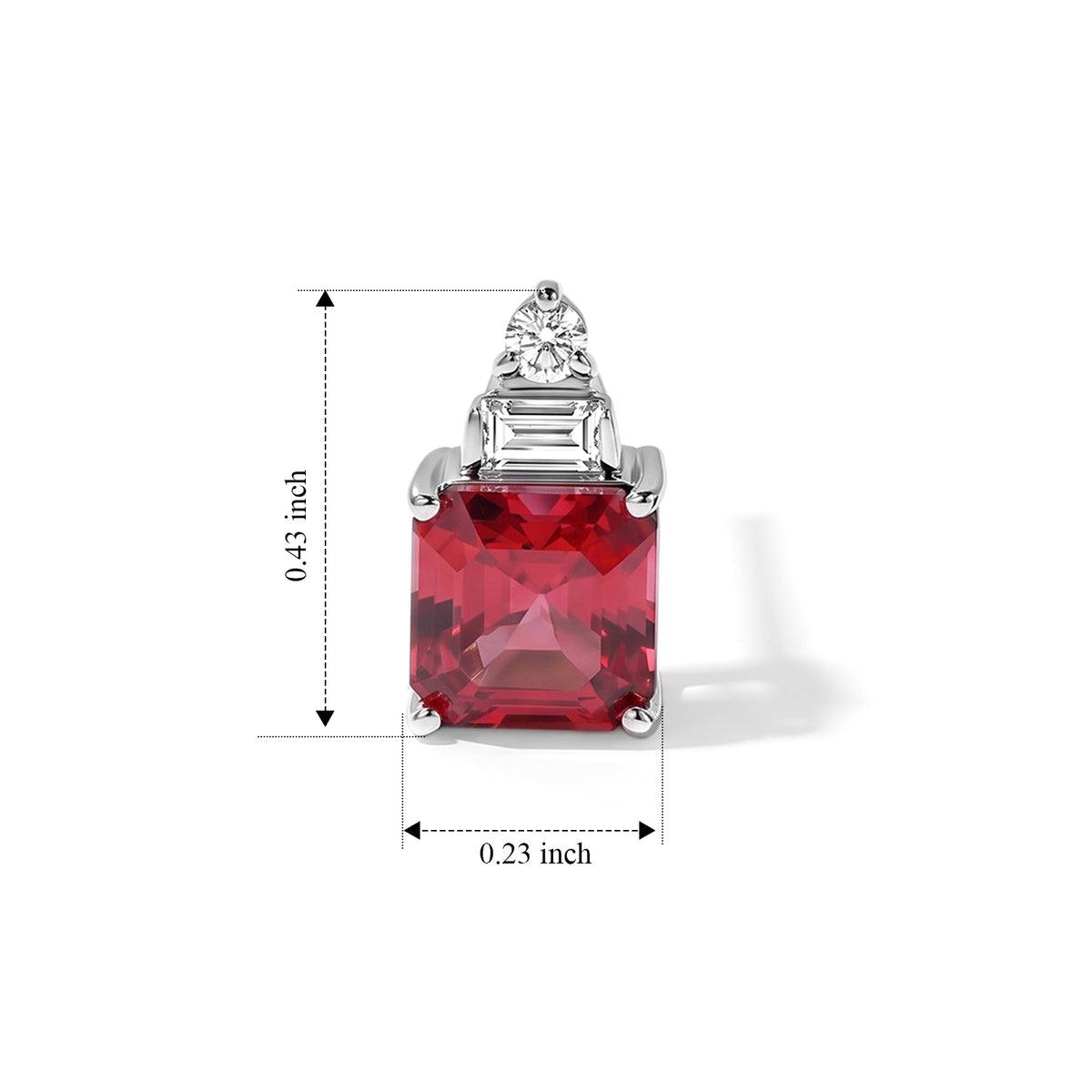 Luxuriant - Lab Created Padparadscha Sapphire &amp; White Zircon Earring with Push Post in Platinum Overlay Sterling Silver 3.40 Ct. 8755901 4