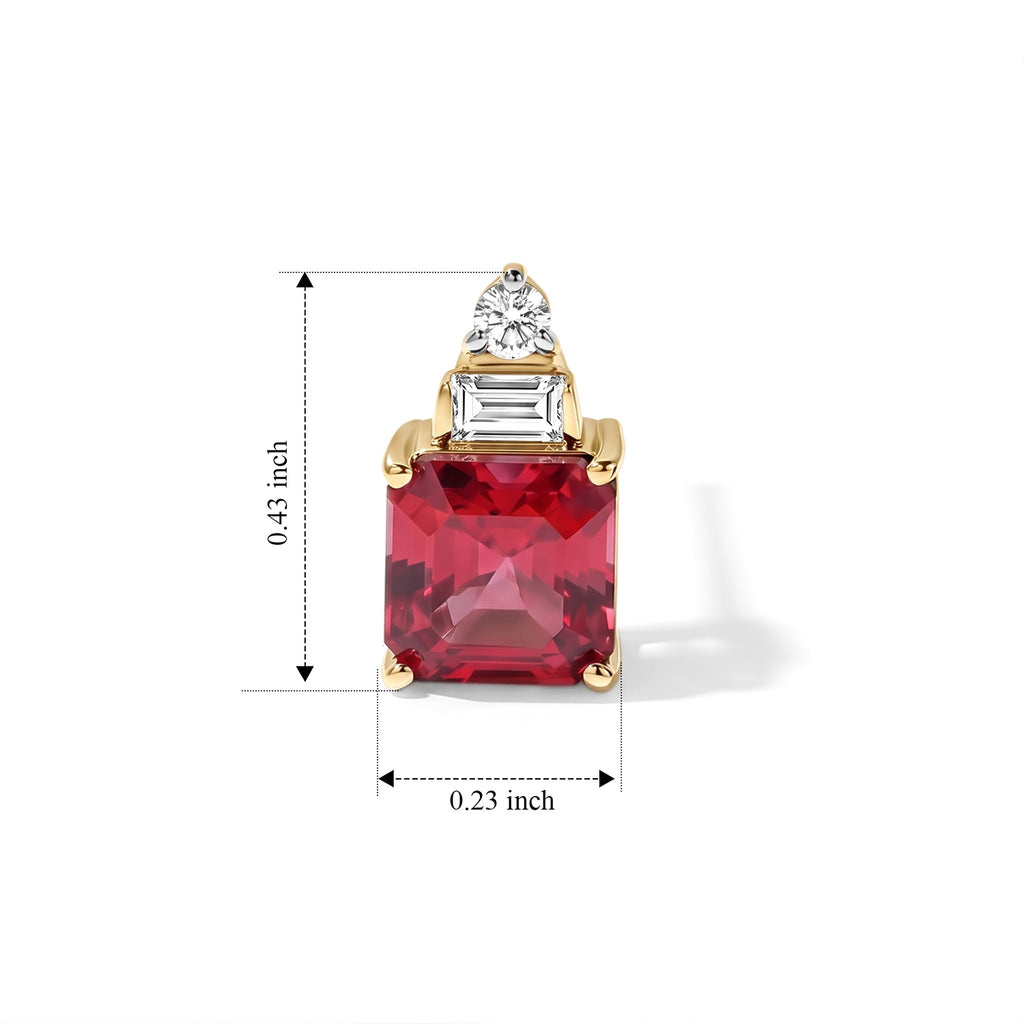 Luxuriant - Lab Created Padparadscha Sapphire & White Zircon Earring with Push Post in Yellow Gold Plated Sterling Silver 3.40 Ct._8755918_4