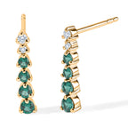 D'Joy - AAA Emerald & White Zircon Earring with Push Post in Yellow Gold Plated Sterling Silver_8755934