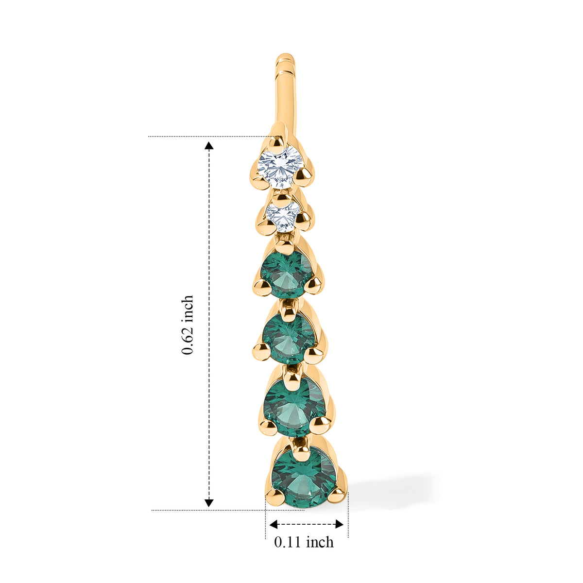D'Joy - AAA Emerald &amp; White Zircon Earring with Push Post in Yellow Gold Plated Sterling Silver 8755934 4