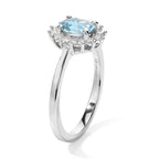Luxuriant - Blue Zircon & Lab Grown Diamond (SI/G-H) Halo Ring in Platinum Overlay Sterling Silver 1.30 Ct._8756196_3