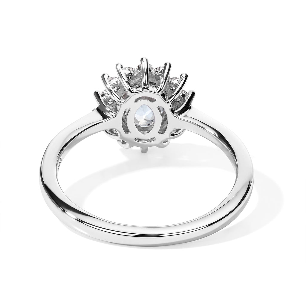 Luxuriant - Blue Zircon & Lab Grown Diamond (SI/G-H) Halo Ring in Platinum Overlay Sterling Silver 1.30 Ct._8756196_4