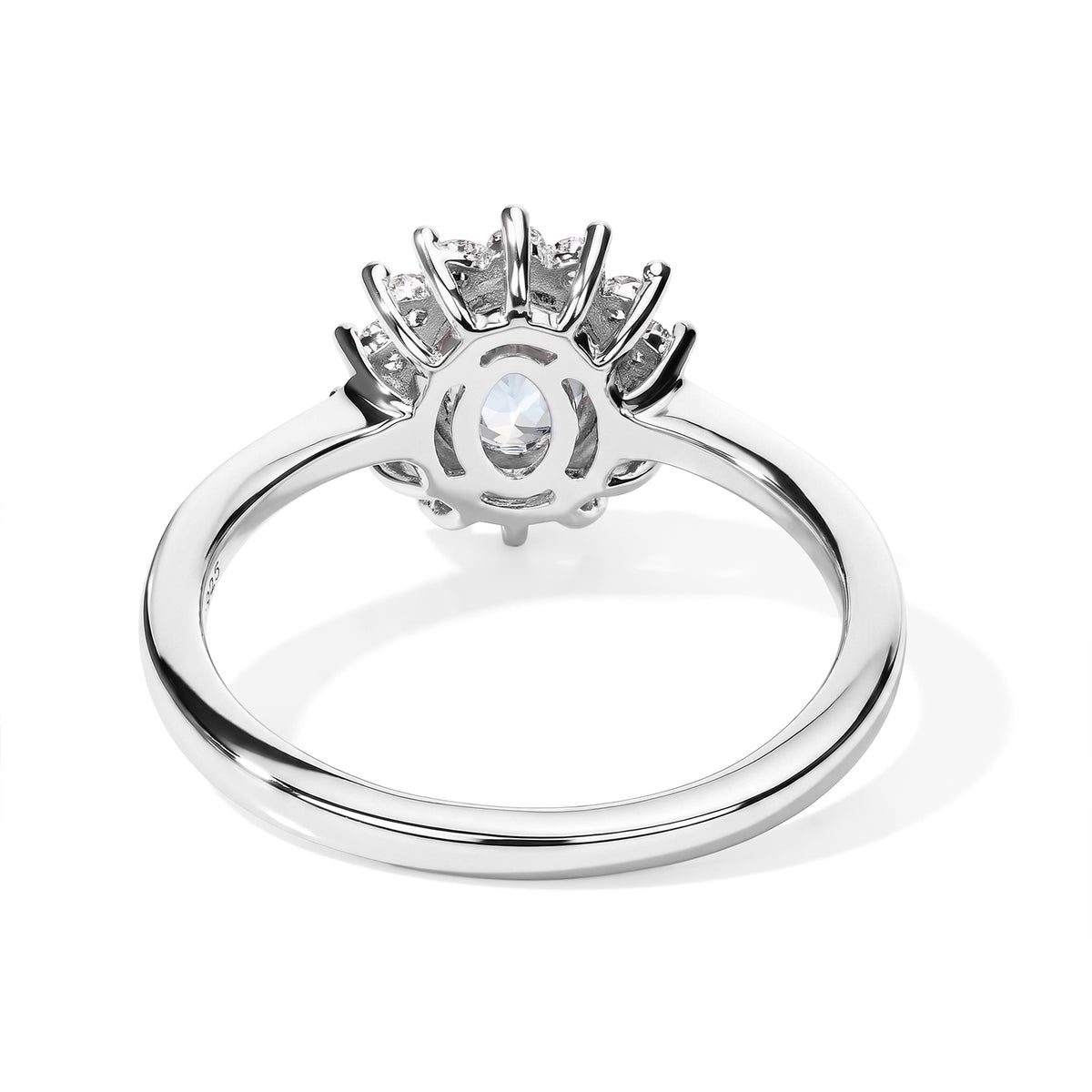 Luxuriant - Blue Zircon &amp; Lab Grown Diamond (SI-G-H) Halo Ring in Platinum Overlay Sterling Silver 1.30 Ct. 8756196 4