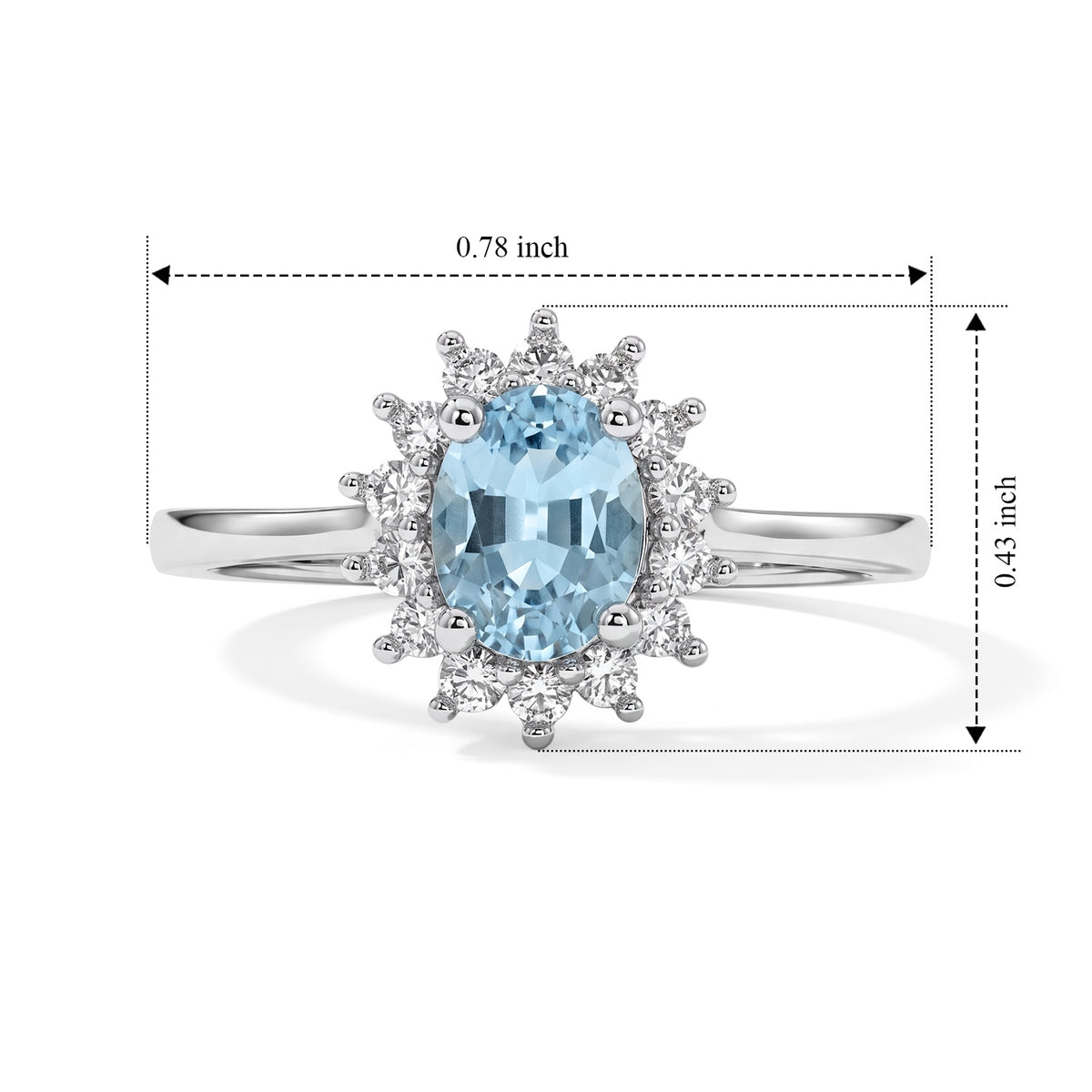 Luxuriant - Blue Zircon &amp; Lab Grown Diamond (SI-G-H) Halo Ring in Platinum Overlay Sterling Silver 1.30 Ct. 8756196 5