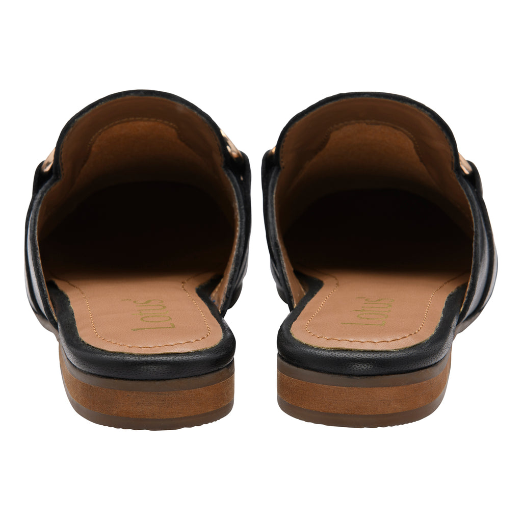 Lotus Taylor Womens Leather Backless Snaffle Bit Slip-On Mule Loafers (Size 7) - Black_8756454_3