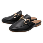 Lotus Taylor Womens Leather Backless Snaffle Bit Slip-On Mule Loafers (Size 8) - Black_8756455_1