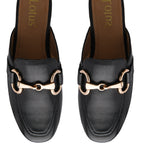 Lotus Taylor Womens Leather Backless Snaffle Bit Slip-On Mule Loafers (Size 8) - Black_8756455_2