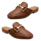 Lotus Taylor Womens Leather Backless Snaffle Bit Slip-On Mule Loafers (Size 3) - Tan_8756456