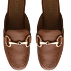 Lotus Taylor Womens Leather Backless Snaffle Bit Slip-On Mule Loafers (Size 3) - Tan_8756456_2