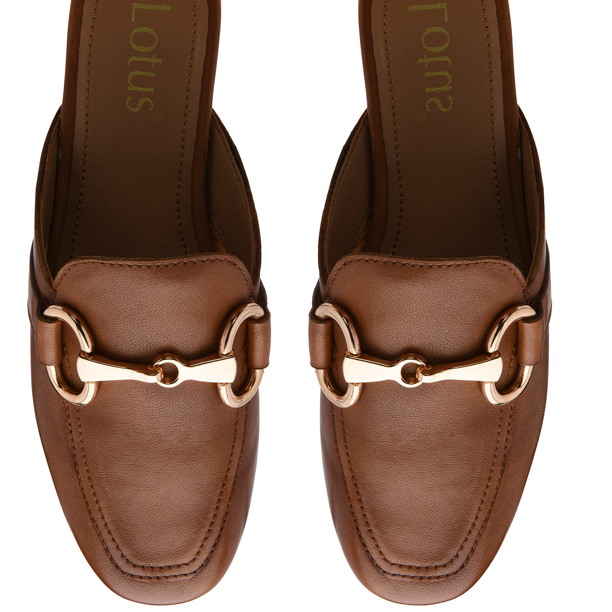 Lotus Taylor Womens Leather Backless Snaffle Bit Slip-On Mule Loafers (Size 5) - Tan V32669027 2