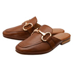 Lotus Taylor Womens Leather Backless Snaffle Bit Slip-On Mule Loafers (Size 6) - Tan_8756459_1