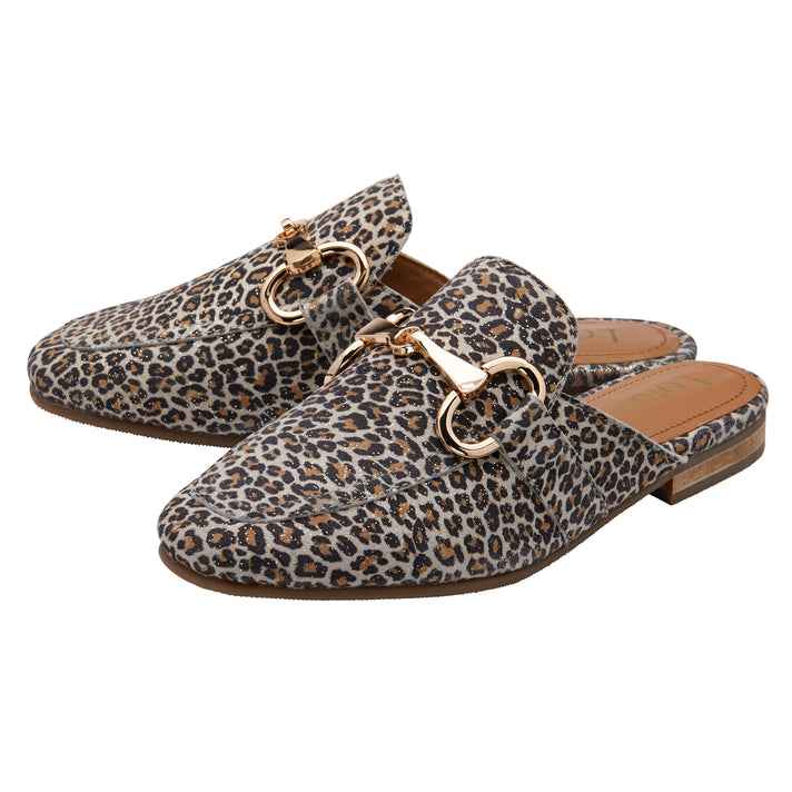 Lotus Taylor Womens Leather Backless Snaffle Bit Slip-On Mule Loafers (Size 3) - Leopard Print 8756462 2