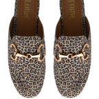 Lotus Taylor Womens Leather Backless Snaffle Bit Slip-On Mule Loafers (Size 5) - Leopard Print_8756464_2